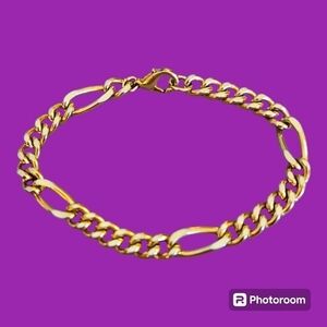 Vintage Goldtone Figaro Chain Unisex Bracelet